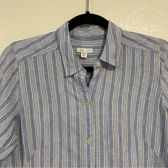 J. Jill Shirt Women’s Size Small Petite Striped linen Striped button up Dress - Picture 7 of 16